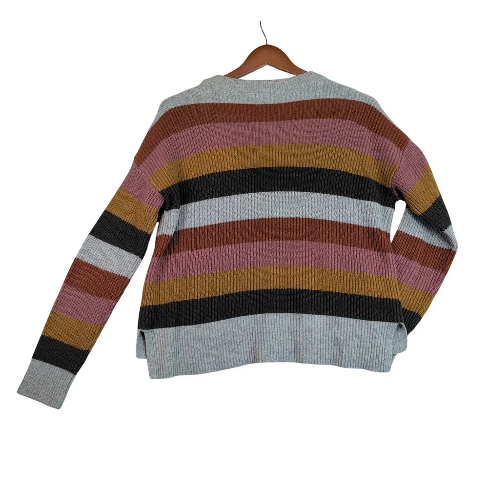 Madewell Sz Sm Oversize Crop Striped Ribbed Crewneck Sweater Multi Color Office